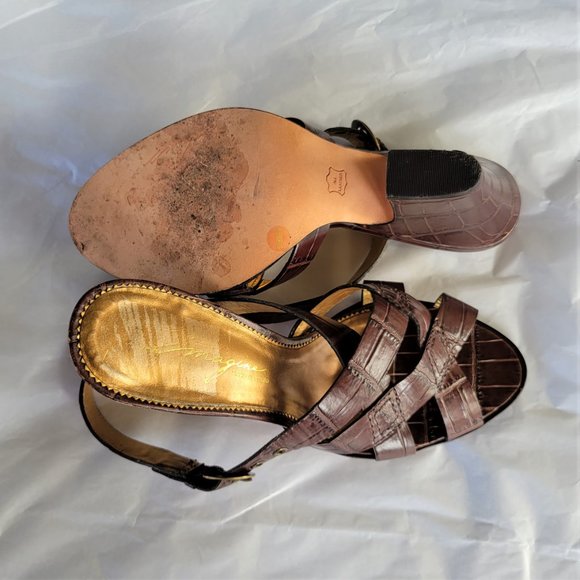 Vince Camuto IMAGINE Brown Mock Croc Leather Sandals 9.5 - Picture 5 of 5